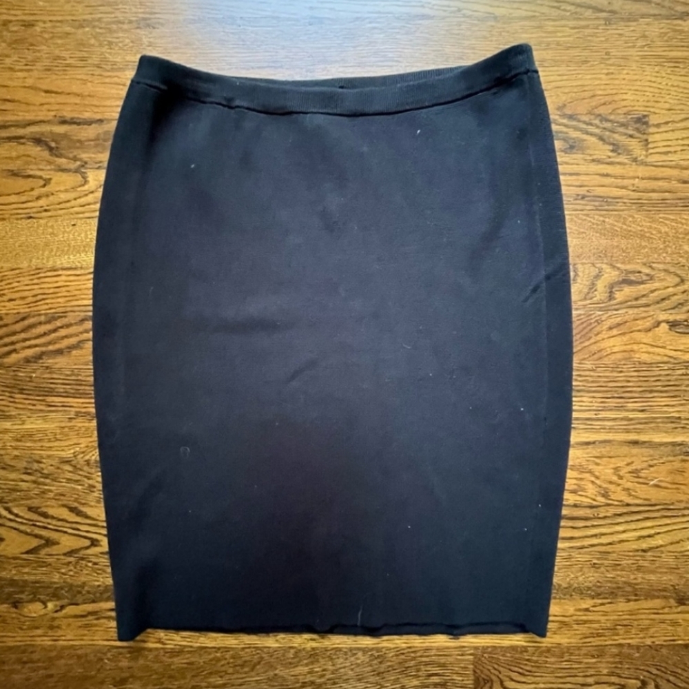 Eileen Fisher Black Knit Bodycon Midi Skirt